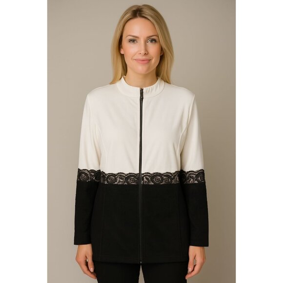 COLORBLOCK Sweatshirt Belle Kim Gravel Lace Zip Up White Women's WOMAN'S Large - Picture 10 of 10